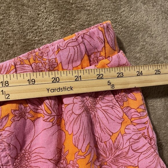 Universal Thread Shorts Womens 3x Plus Linen Pink Orange Floral Hawaiian High Ri - Picture 6 of 7